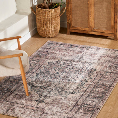 Vintage Desenli Dijital Baskı Halı Bej (152x230 cm)