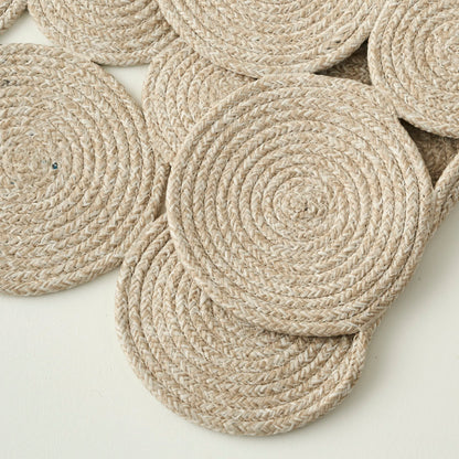 Rina Jüt Görünümlü El Dikişi Papatya Kilim Krem (120x120 cm) - 3