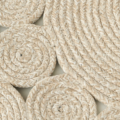 Rina Jüt Görünümlü El Dikişi Papatya Kilim Krem (120x120 cm) - 5