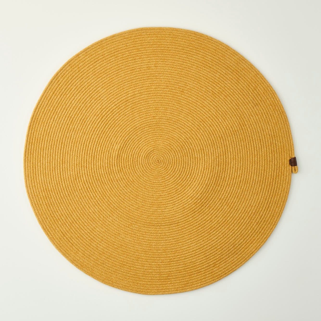 Loopa Jüt Görünümlü El Dikişi Yuvarlak Kilim Hardal (120x120 cm) - 4