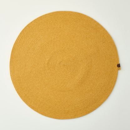 Loopa Jüt Görünümlü El Dikişi Yuvarlak Kilim Hardal (120x120 cm) - 4