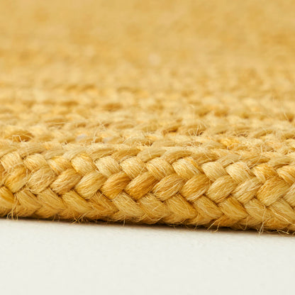 Loopa Jüt Görünümlü El Dikişi Yuvarlak Kilim Hardal (120x120 cm) - 5