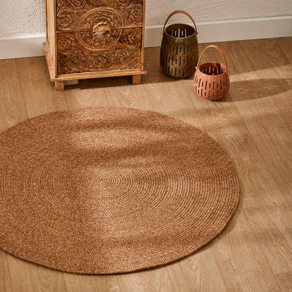 Loopa Jüt Görünümlü El Dikişi Kilim Çöl Beji (120x120 cm)