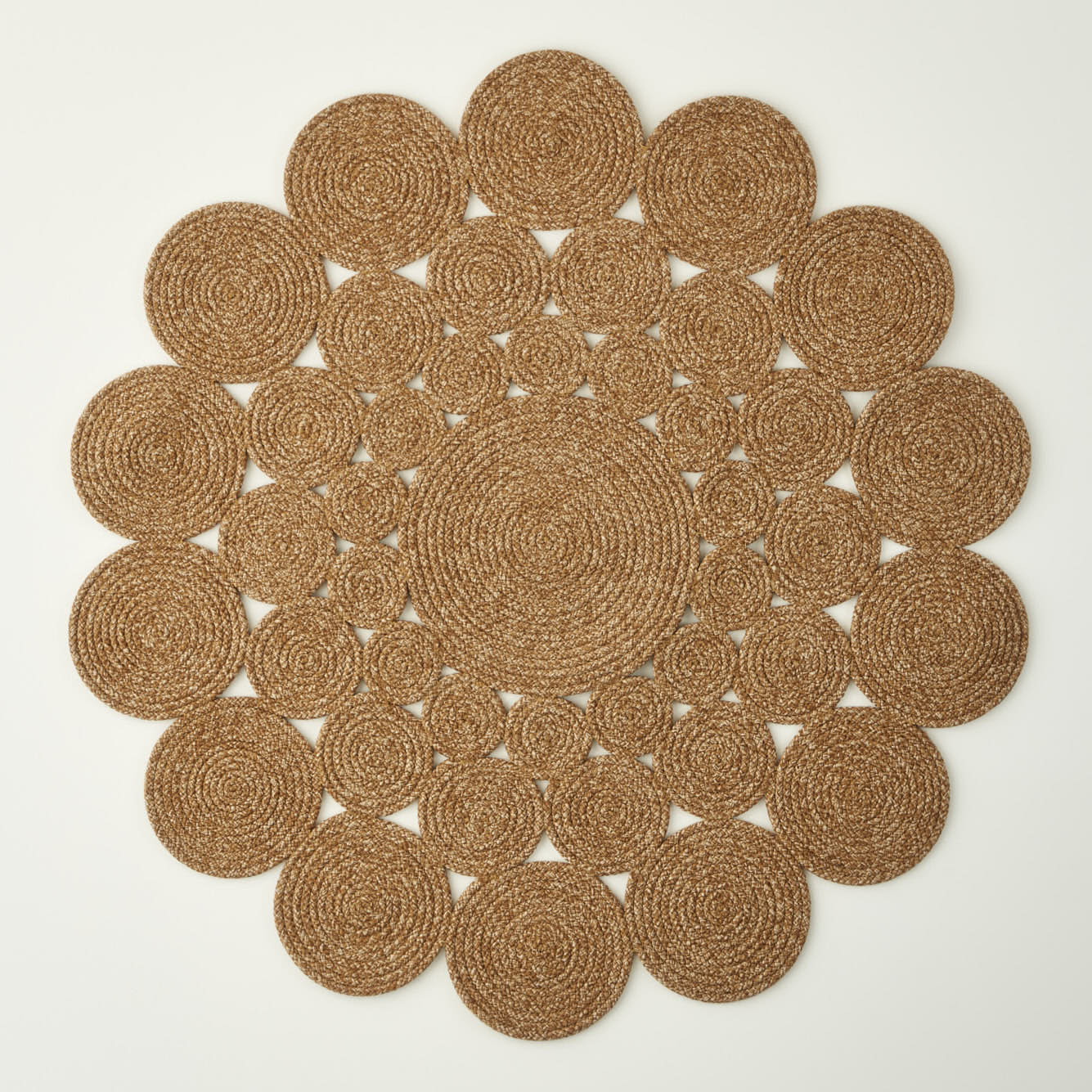 Rina Jüt Görünümlü El Dikişi Papatya Kilim Çöl Beji (120x120 cm) - 4