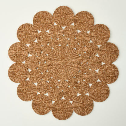 Rina Jüt Görünümlü El Dikişi Papatya Kilim Çöl Beji (120x120 cm) - 4