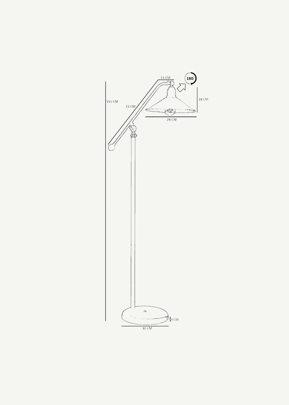 Piper Metal Başlıklı Lambader Siyah (25x30x155 cm) - 2