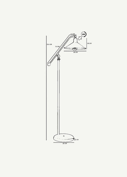 Piper Metal Başlıklı Lambader Yeşil (25x30x155 cm)