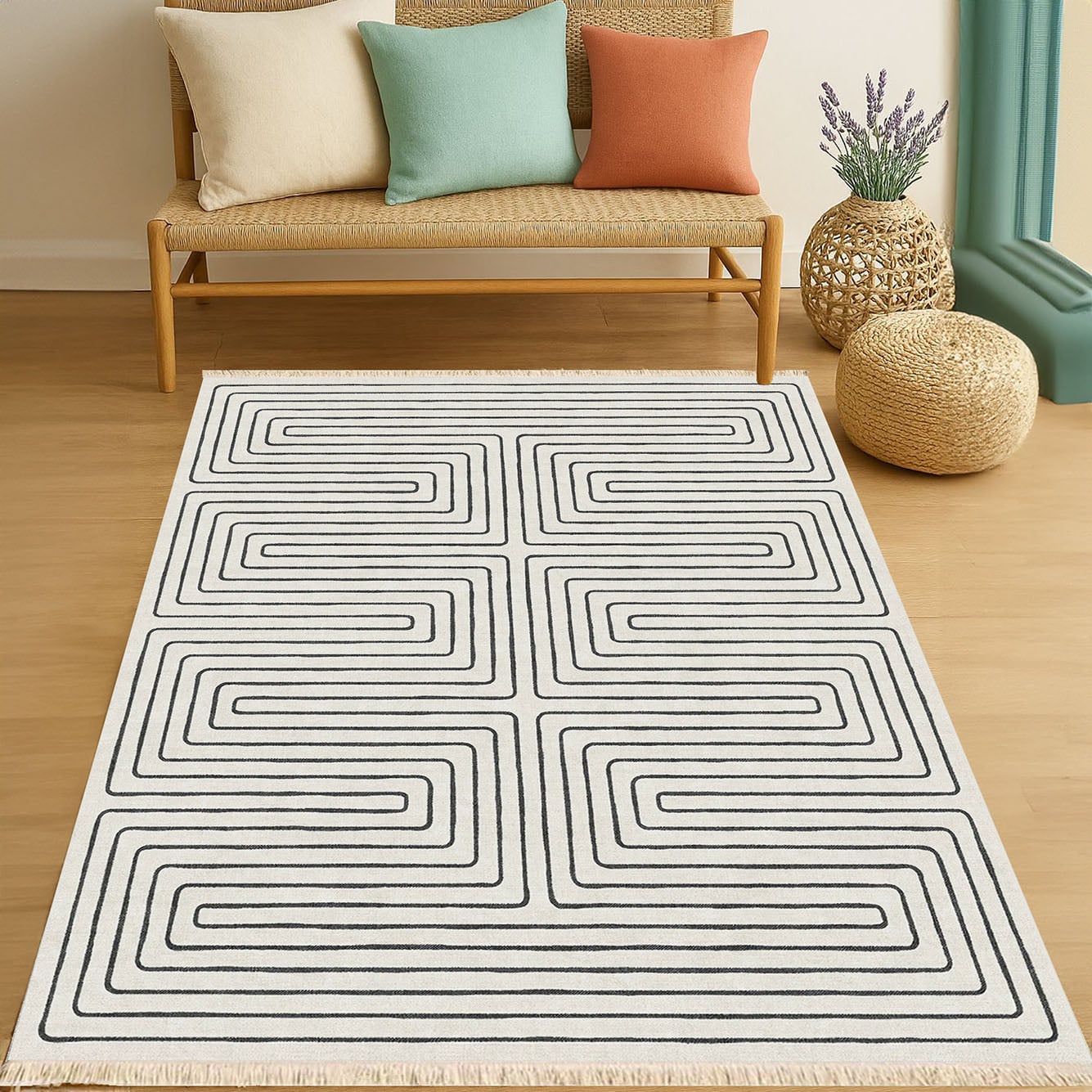 Zebrais Dijital Baskı Halı Beyaz (100x150 cm)