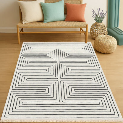 Zebrais Dijital Baskı Halı Beyaz (100x150 cm)