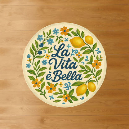 La Vita Bella Dijital Baskı Yuvarlak Halı (100x100 cm)