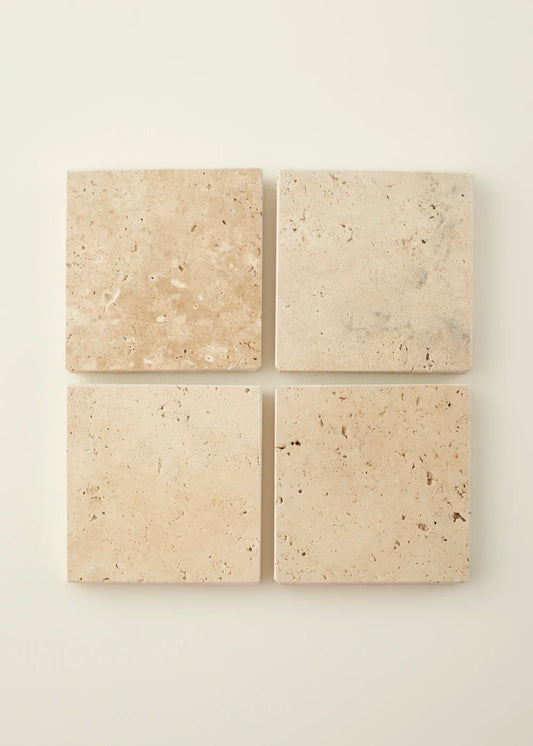 Ephesus 4'lü Traverten Bardak Altlığı (10x10 cm)