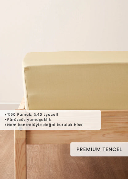 Premium Tencel Çift Kişilik Lastikli Çarşaf (160x200x35)