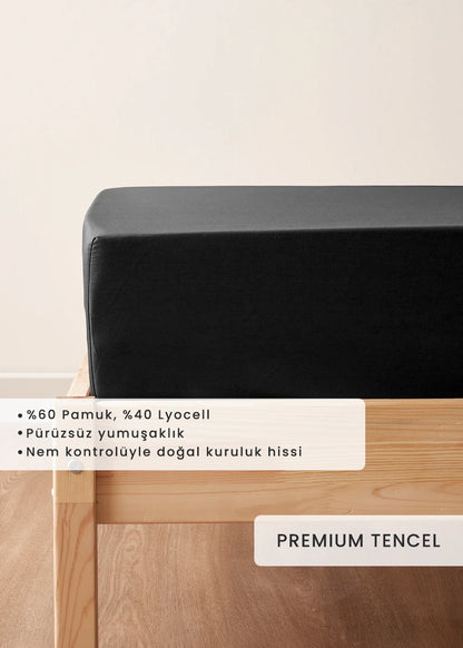 Premium Tencel Çift Kişilik Lastikli Saten Çarşaf (160x200x35)