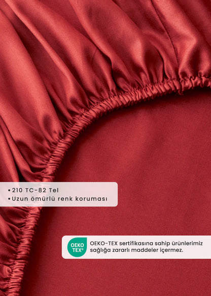 Premium Tencel Çift Kişilik Lastikli Çarşaf Bordo (160x200x35 cm)