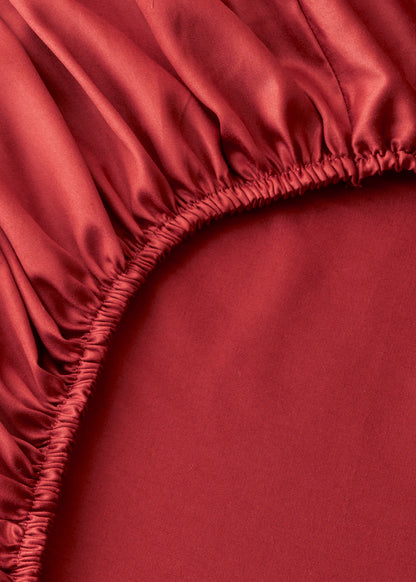 Premium Tencel Çift Kişilik Lastikli Çarşaf Bordo (160x200x35 cm)