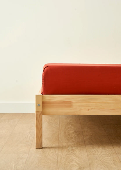 %100 Pamuk Saten Supreme Basic Çift Kişilik Lastikli Çarşaf Bordo (160x200x35 cm)
