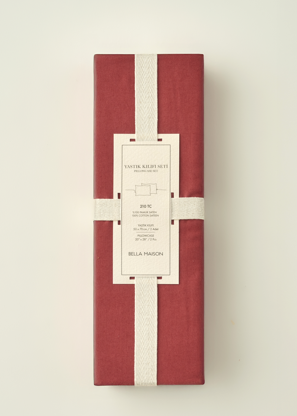 %100 Pamuk Saten Supreme 2'li Yastık Kılıfı Bordo (50x70 cm) - 2
