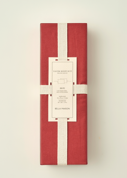 %100 Pamuk Saten Supreme 2'li Yastık Kılıfı Bordo (50x70 cm) - 2