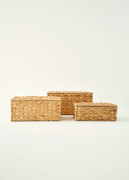 Glore Hasır Kapaklı Sepet Naturel (33x24x15 cm) - 36x28x18 cm - NATUREL - 2