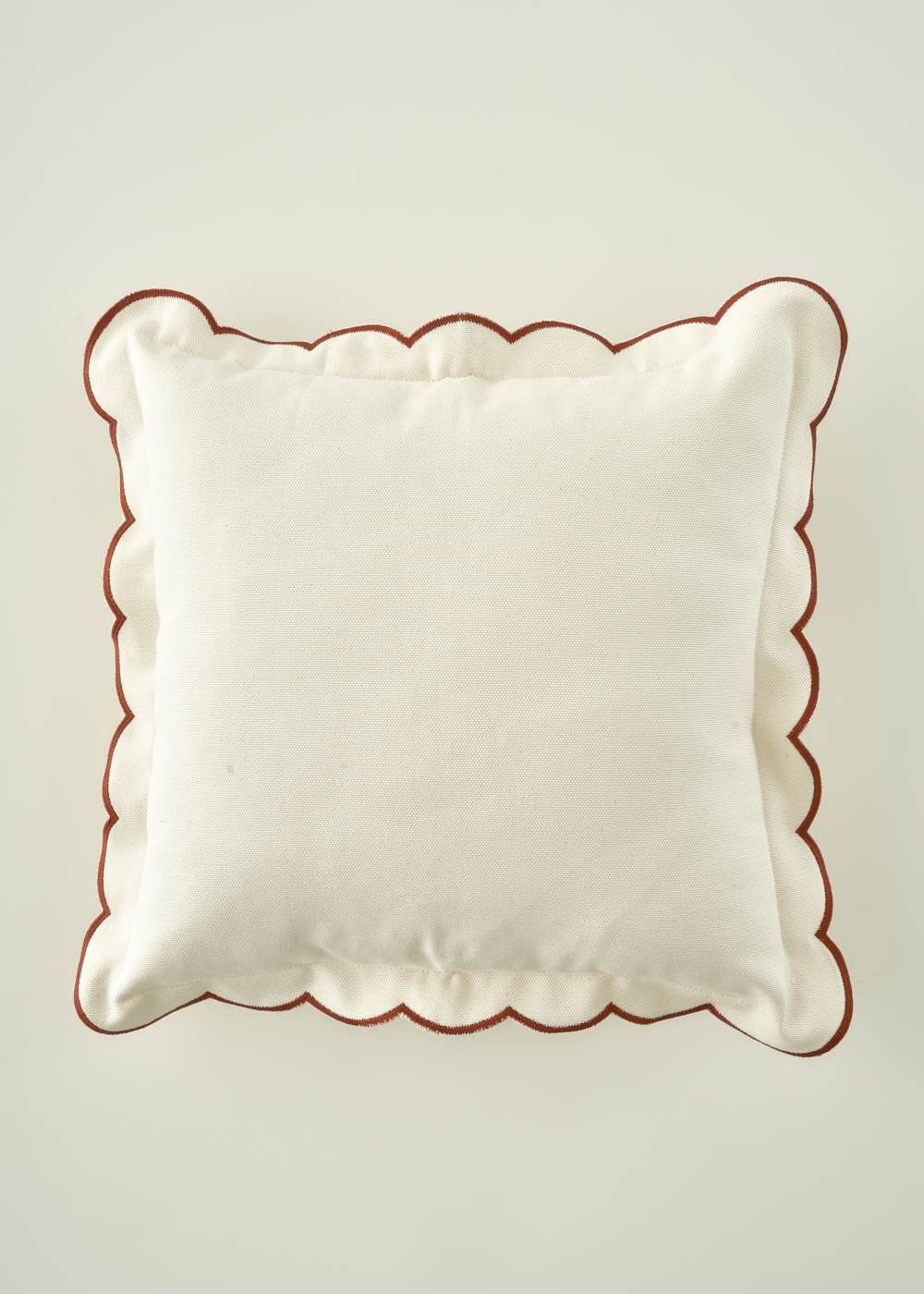 Scallop Kenar Kırlent Kılıfı Kiremit (43x43 cm)