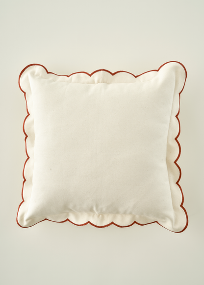 Scallop Kenar Kırlent Kılıfı Kiremit (43x43 cm)