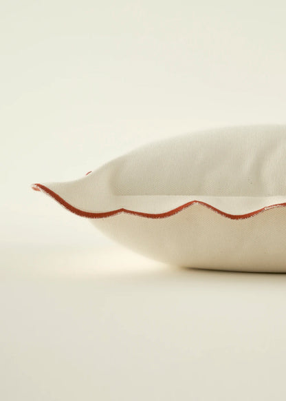 Scallop Kenar Kırlent Kılıfı Kiremit (43x43 cm)