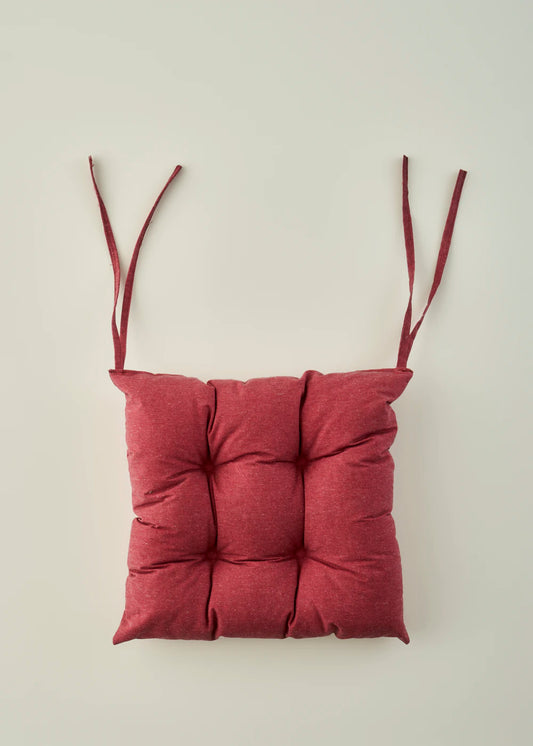 %100 Pamuk Linda Sandalye Minderi Seti 4'lü Bordo (40x40 cm)