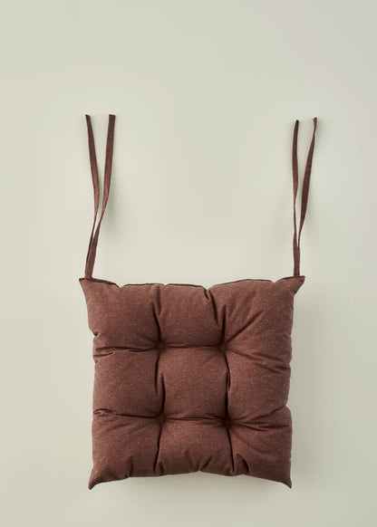 %100 Pamuk Linda Sandalye Minderi Seti 4'lü Bordo (40x40 cm) - KAHVERENGİ - 40x40 cm - 2