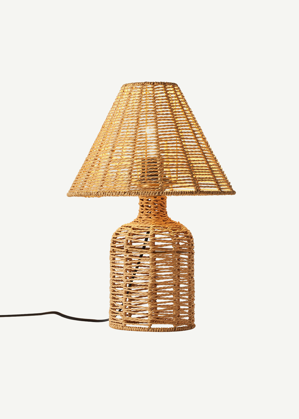 Serdon İpli Rattan Hasır Abajur Naturel (28x40 cm)