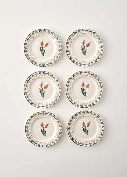 Tulip Porselen 6'lı Pasta Tabağı Seti (21 cm)