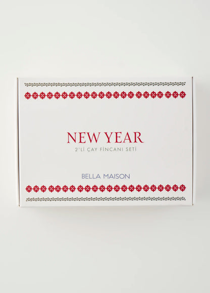 New Year Yılbaşı 2'li Porselen Çay Fincanı Seti (270 cc) - 7