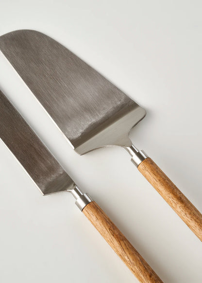 Wooden Kek Servis Seti Naturel