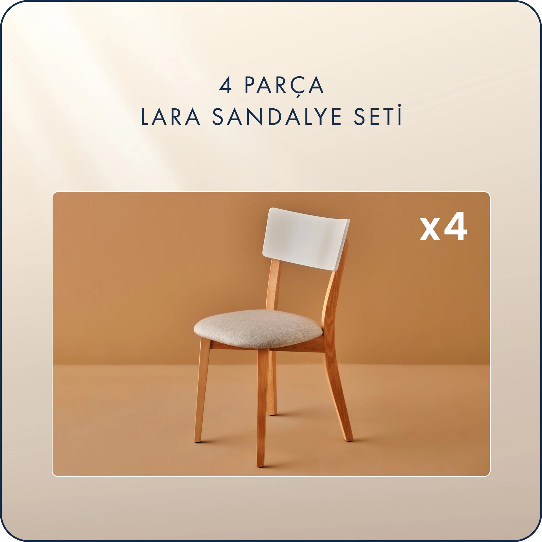 Lara 4'lü Sandalye Seti Naturel