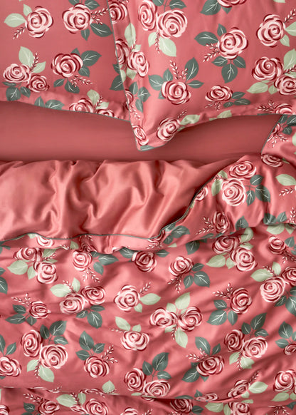 %100 Pamuk Saten Rose King Size Nevresim Seti Mürdüm (240x220 cm)