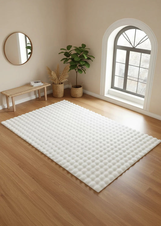 Bubble Peluş Halı Beyaz (100x300 cm)