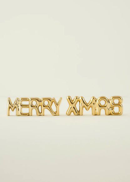 Merry Xmas Yılbaşı 2 Parça Dekor Seti Gold