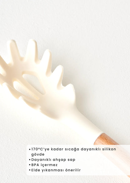 Olivia Silikon Makarna Kepçesi Krem (31x6x4 cm)