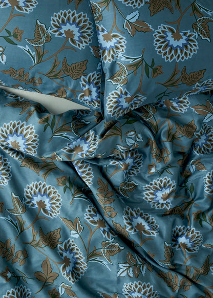 %100 Pamuk Saten Arora King Size Nevresim Takımı Mavi (240x220 cm)