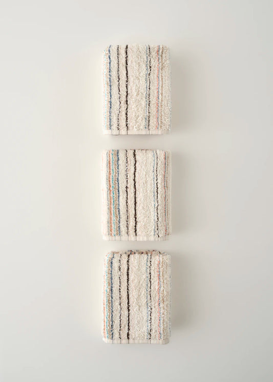 %100 Pamuk Stripe İpliği Boyalı 3'lü Yüz Havlusu Seti Krem (50x90 cm)