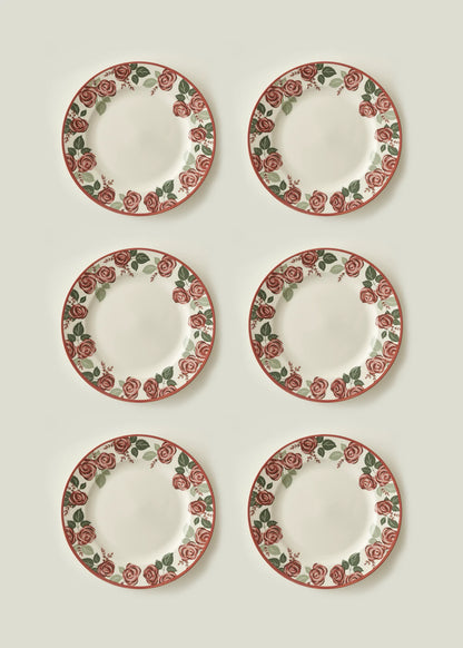 Rose Porselen 6'lı Bordürlü Servis Tabağı (27 cm)