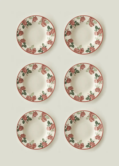 Rose Porselen 6'lı Çukur Tabak (23 cm)