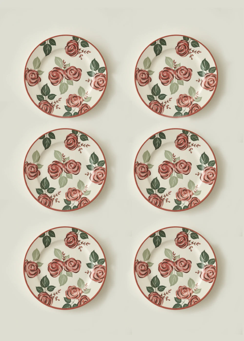 Rose Porselen 6'lı Pasta Tabağı (21 cm)