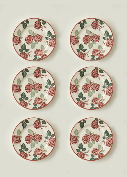Rose Porselen 6'lı Pasta Tabağı (21 cm)