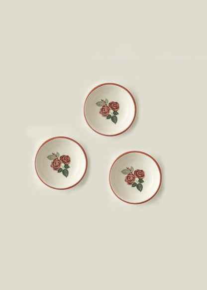 Rose Porselen 3'lü Kase (9 cm)