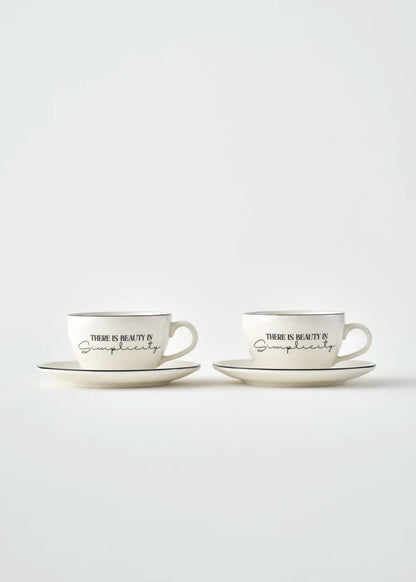 Simplicity 2'li Porselen Çay Fincanı Seti Siyah (270 cc)