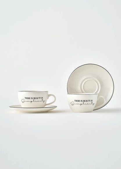 Simplicity 2'li Porselen Çay Fincanı Seti Siyah (270 cc)