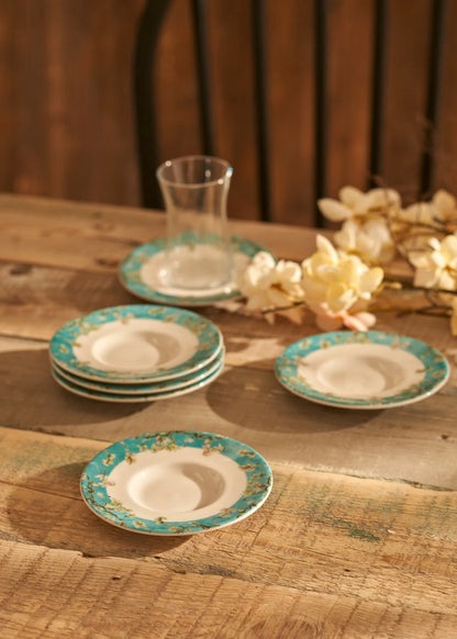Van Gogh Almond Blossom 6'lı Çay Tabağı Turkuaz (12 cm)