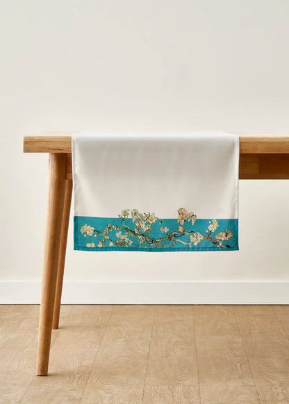 Van Gogh Almond Blossom Pamuklu Baskılı Runner Turkuaz (50x150 cm)