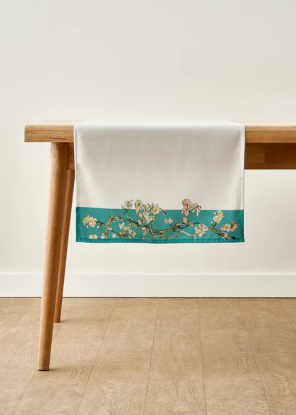 Van Gogh Almond Blossom Pamuklu Baskılı Runner Turkuaz (50x150 cm)