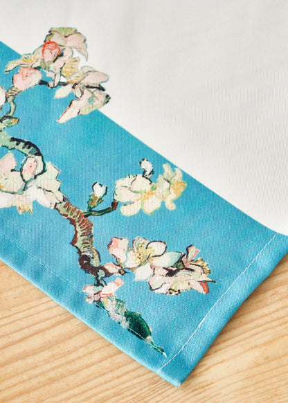 Van Gogh Almond Blossom Pamuklu Baskılı Runner Turkuaz (50x150 cm)